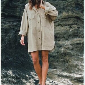 Ozma Of California Audrey Cotton Oversized Shirt Dress Nettle XXL